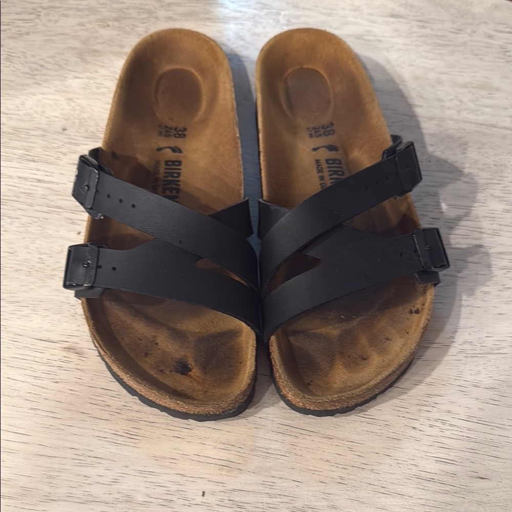 Birkenstock Yao Birko-Flor black sandals used